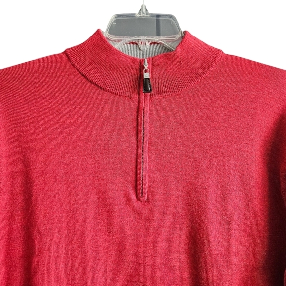 Peter Millar Mens Red Wool Silk Quarter Zip Pullover XXL - Picture 3 of 9